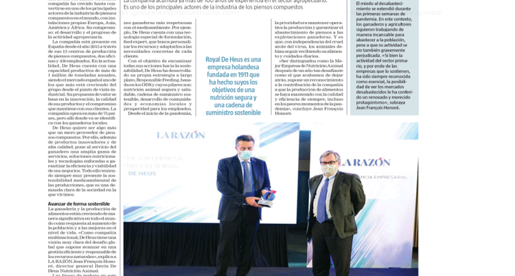 Premio a la mejor empresa de Nutrición Animal en el periódico La Razón